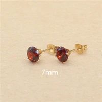 7mm 20 colors for choose aaa zircons stainless steel golden color stud earrings no fade allergy free