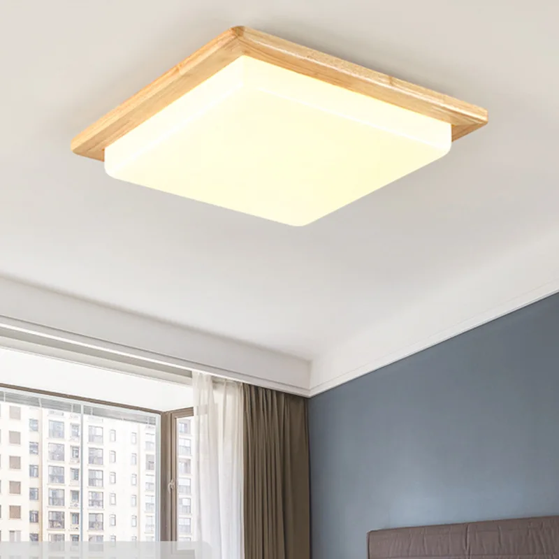 

Nordic living room light atmospheric rectangular ceiling light walnut color personalized creative bedroom dining room light