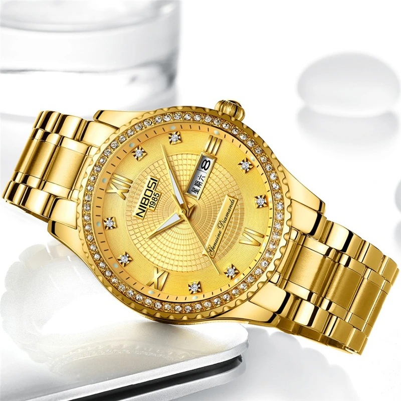 NIBOSI Couple Watch Mens Watches Top Brand Luxury Luminous Quartz Watch Women Ladies Dress Wristwatch Fashion Casual Lover Clock