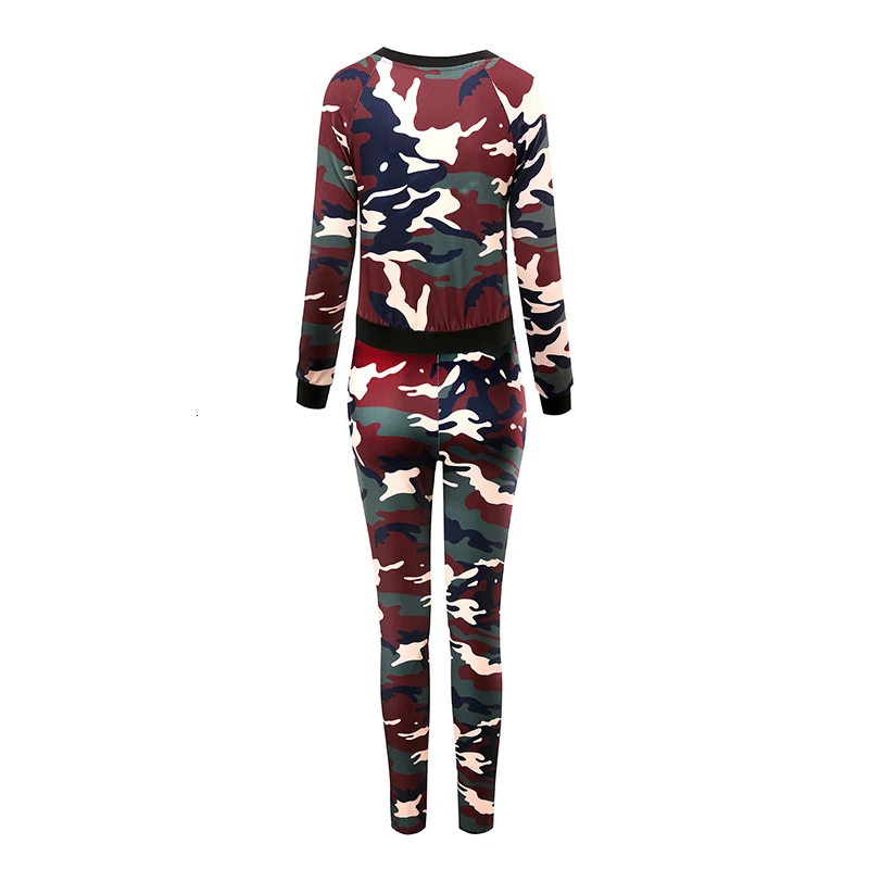 Женский Камуфляжный костюм из 2 предметов для йоги с длинным рукавом + штаны