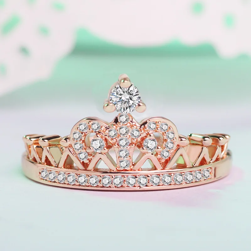 Vecalon 2 colors Crown Jewelry Women ring AAAAA Cubic Zirconia 925 anillos silver Party wedding Band for women Fashion | Украшения и