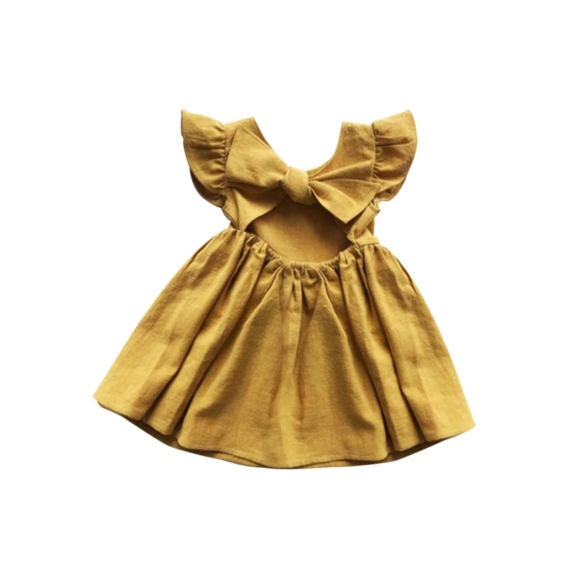 

Baby Girls Dresses 2021 New Summer Toddler Girl Costumes Sleeveless Backless Party Princess Vestidos Cute Bowknot Infant Clothes