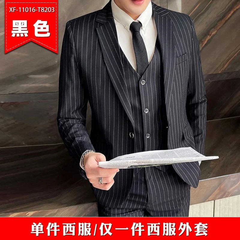 

Spring and autumn men's coat Korean striped suit men's handsome trend casual suit bridegroom best man