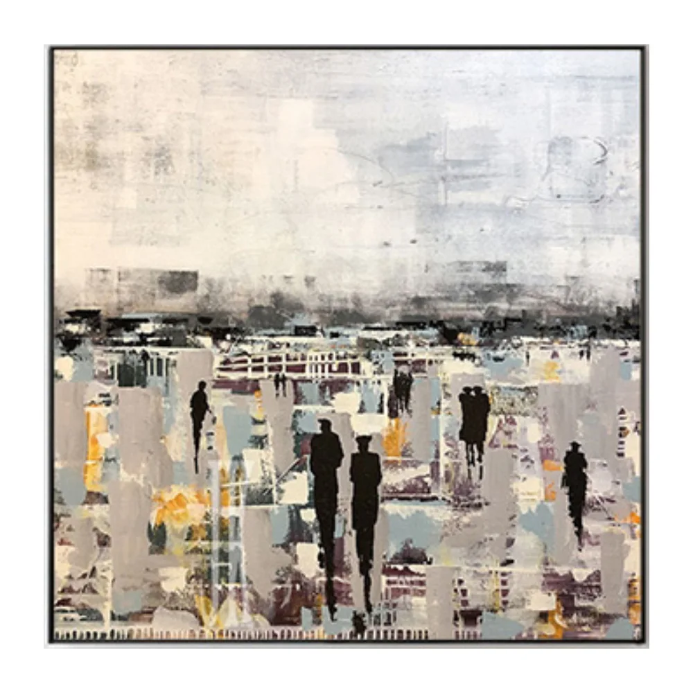 

Handmade Abstract Golden Street Picture Wall Poster Modern Style Canvas Painting Art Aisle Living Room Unique Decoration