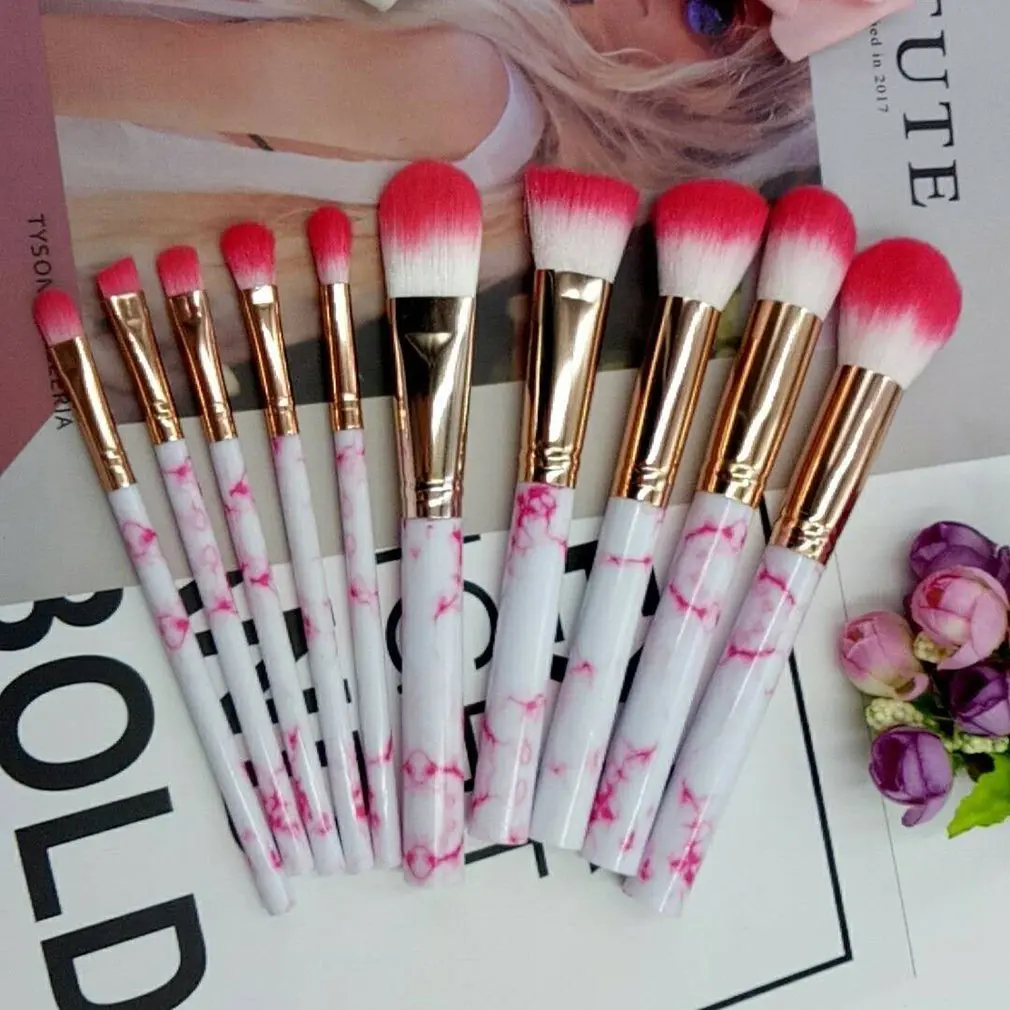 10 шт./компл. Marbling Макияж Кисти Набор теней для век кисти Портативный макияжа