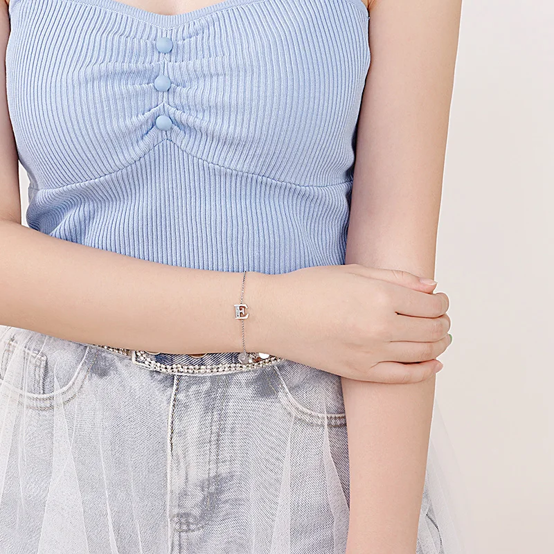 Серебряный цвет нержавеющая сталь 24 буквы браслет для женщин мода кубического