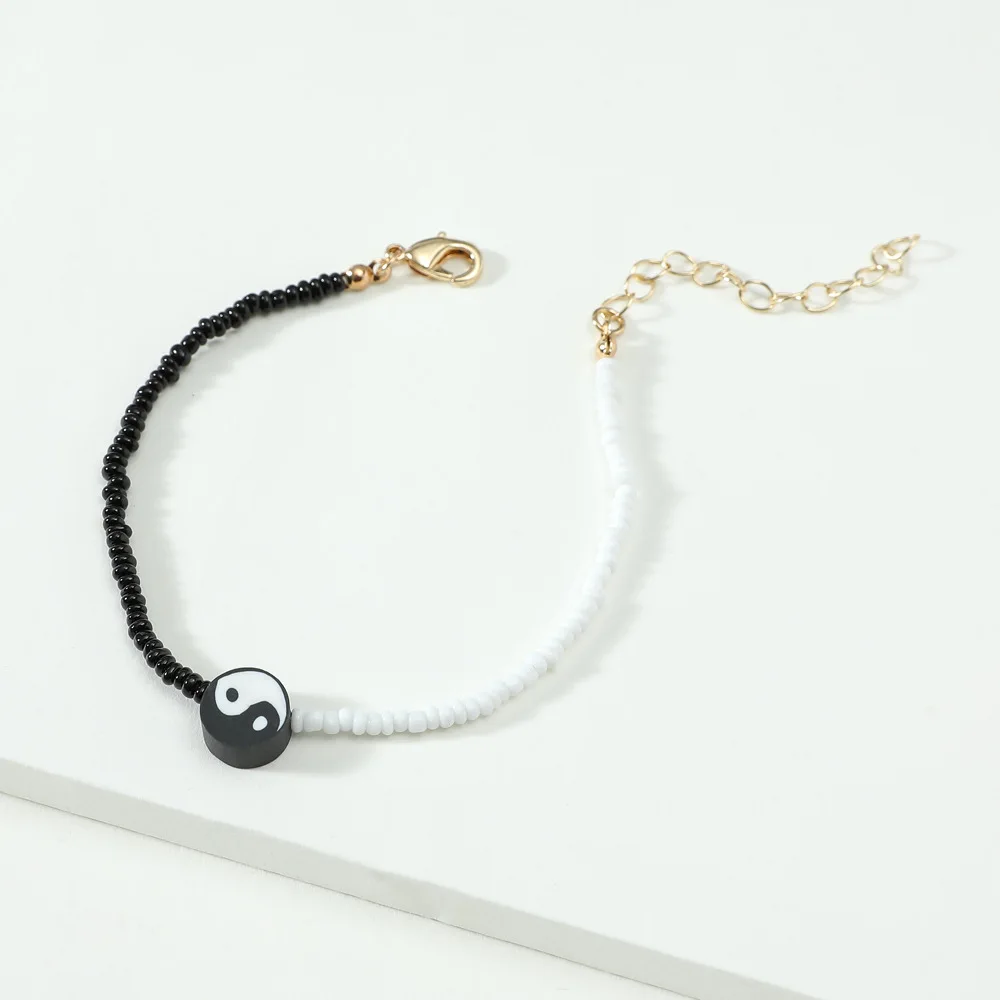 

Trendy Popular Women Black White Yin And Yang Gossip Tai Chi Seed bead Bracelets
