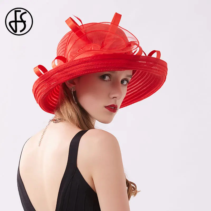 FS 2020 черная шляпа с широкими полями для женщин органза шляпы от солнца цветы