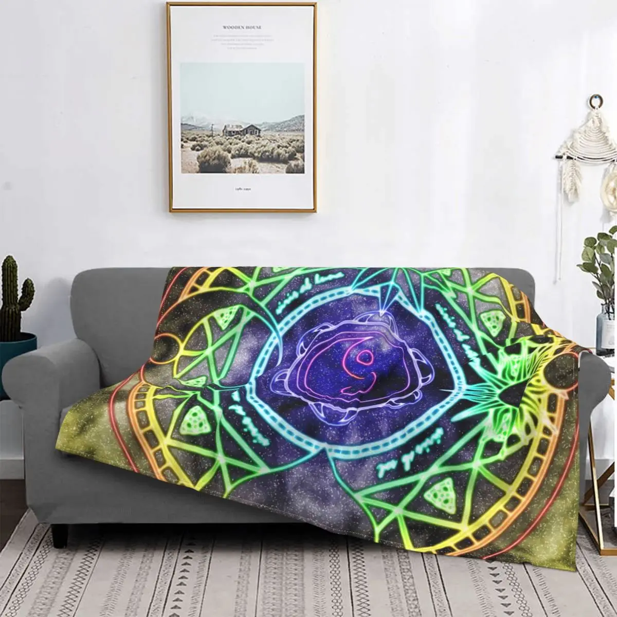 

Mandala Tarot Card Divination Witchcraft Blanket Four Seasons Stitch Soft Breathable Flannel Throw Blankets For Bedding Office