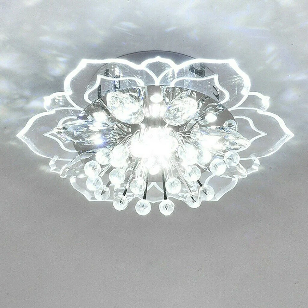 

9W LED Colorful Chandeliers Crystal Flower Shape Lamps for Living Room Modern Personality Bedroom Decoration Lighting