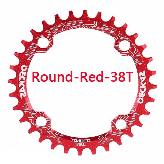 Round-Red-38T DECKAS узкая широкая цепь 96BCD-S сеть MTB кольцо дорожный велосипед круглый Овальный шатун горный велосипед 32-38T Fit SHIMANO XTR, XT, SLX - Цвет: Round-Red-38T