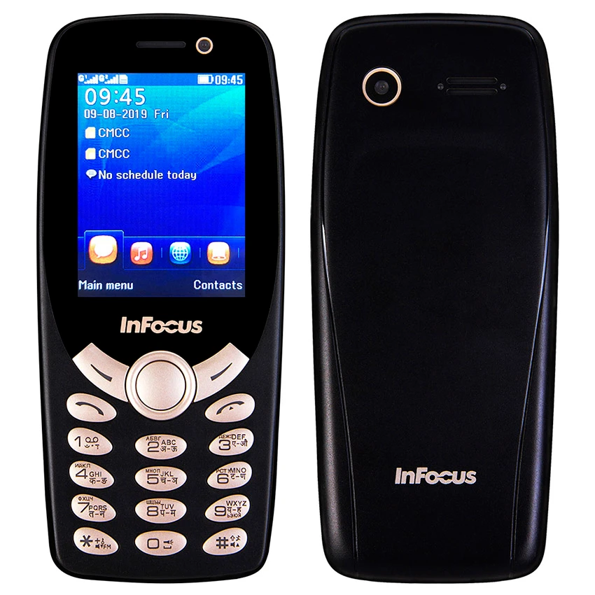 Black InFocus IF9012 русская клавиатура мобильный телефон 2,4 дюймов gsm 1800 мАч кнопочный дешевый разблокированный двойной sim фонарик мобильный телефон - Color: Black