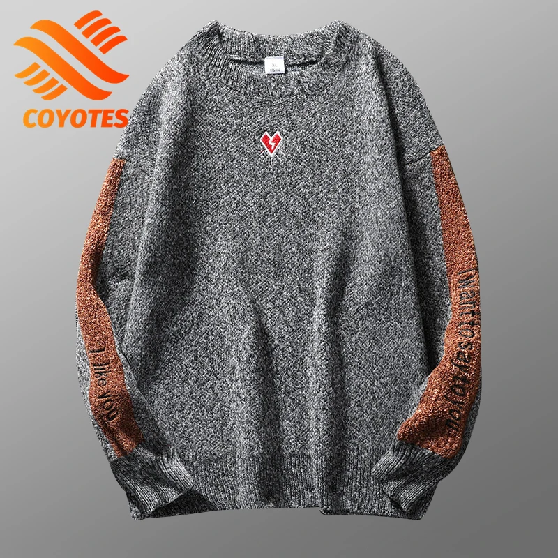 

COYOTES Men Autumn Casual Cotton Hip Hop Sweater Pullovers Mens Fashion Turtleneck Knitted Sweaters Jumpers Streetwear Pullover