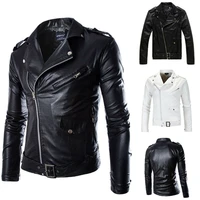 mens punk pu leather coat slim fit biker motorcycle jacket bomber zipper outwear