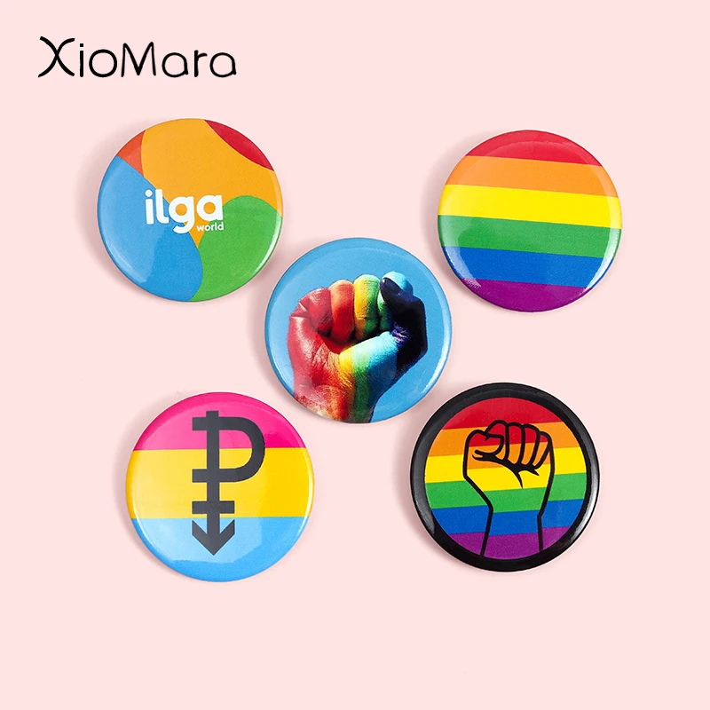 Модные эмалированные булавки ILGA радужной расцветки значки на лацкан с