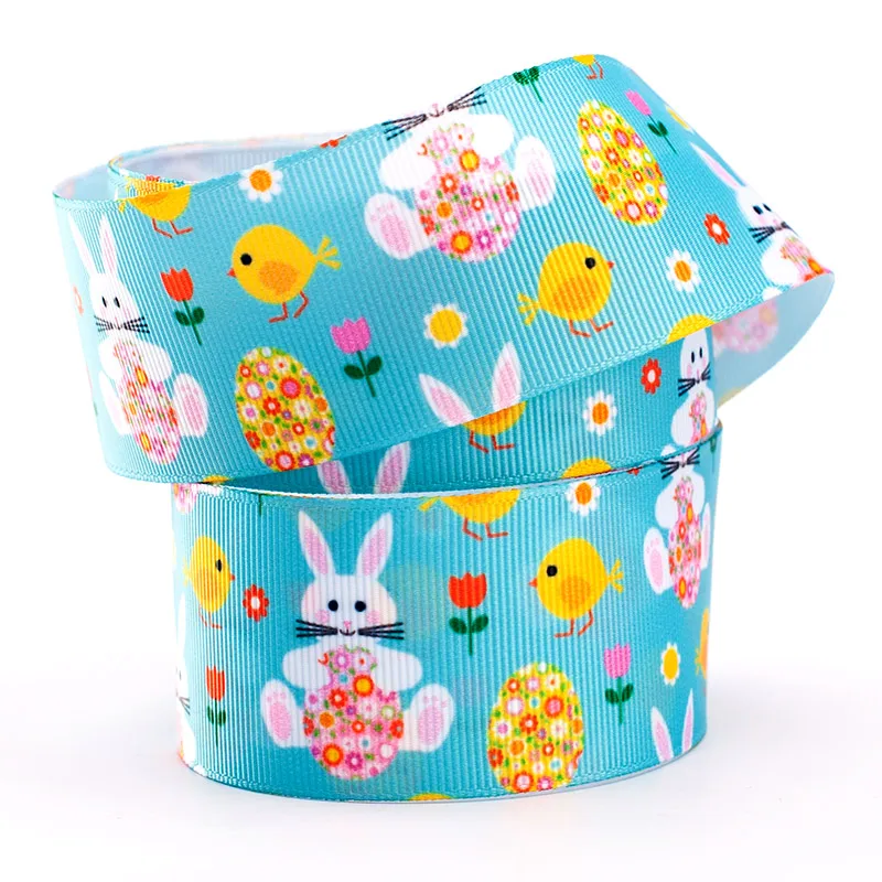 10 ярдов-корсаж/атласная лента-Пасхальная лента с принтом кролика | Дом и сад