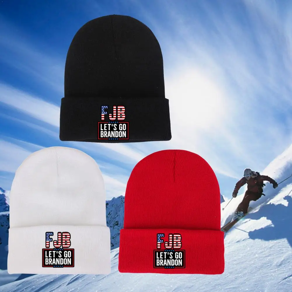 

Hedging Cap FJB Hat Let's Go Brandon Beanie Winter Hat Knit Cuffed Skull Cap Warm Slouchy Cap For Women Men