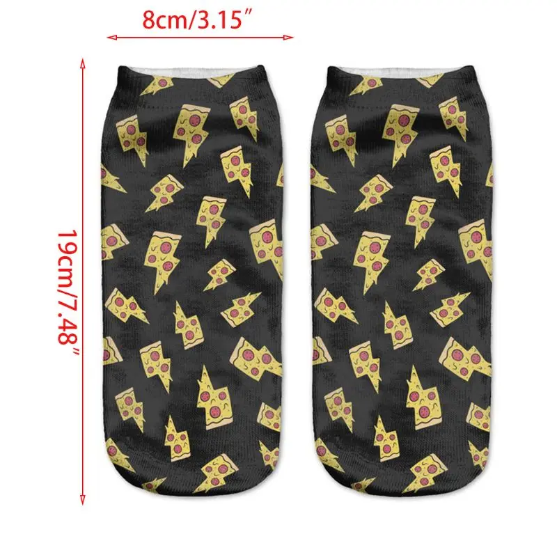 

Unisex Novelty 3D Short Ankle Socks Crazy Pizza Hamburger Food Patterned Hosiery 649C