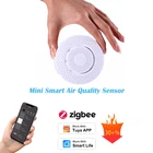Датчик влажности и температуры воздуха Zigbee, умный датчик с датчиком влажности и СО2, 3,0 HCHO VOC, управление через приложение Tuya, Домашняя безопасность