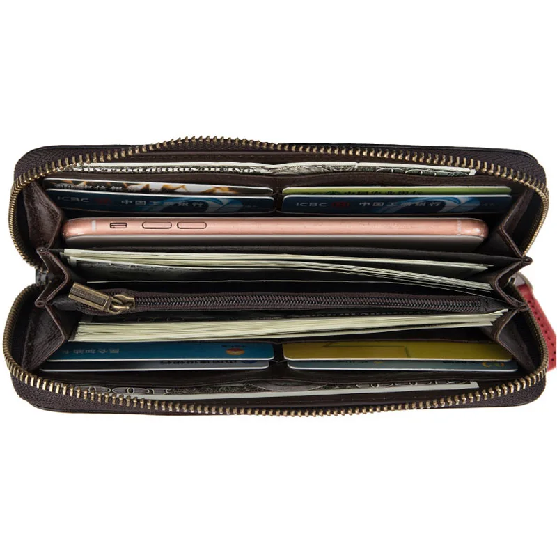 Новый длинный кошелек из воловьей кожи с верхним слоем Женский для телефона на