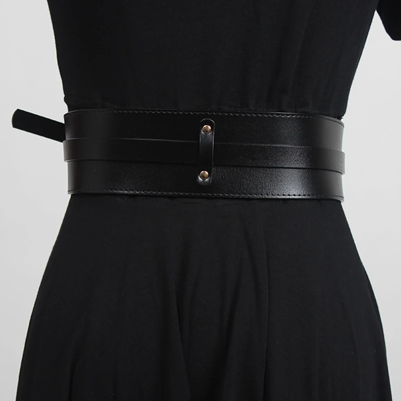 

[EAM] Irregular Pu Leather Wide Multicolor Belt Personality Women New Fashion Tide All-match Spring Autumn 2021 1DD3997
