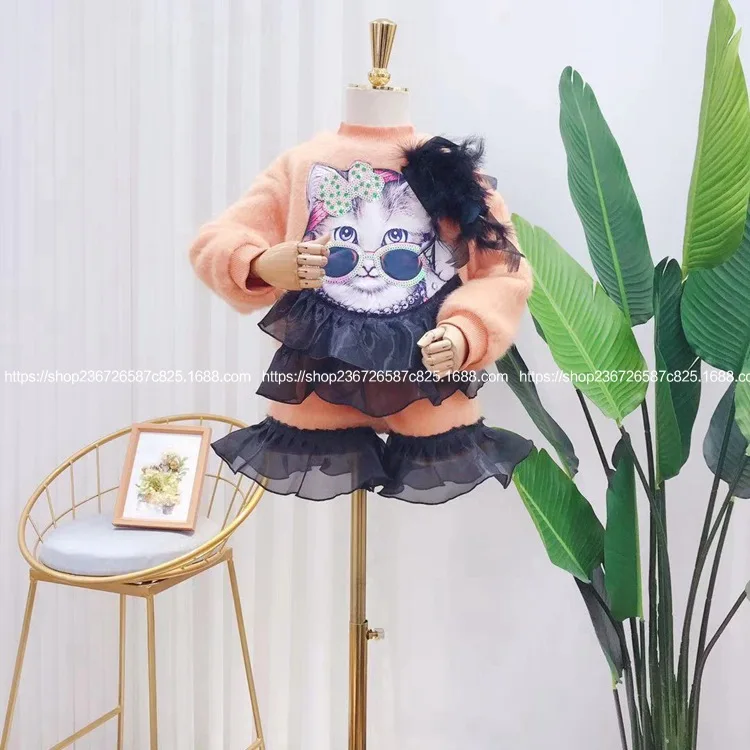 Детская одежда Новинка 2019 года зимний утепленный бархатный свитер с милым