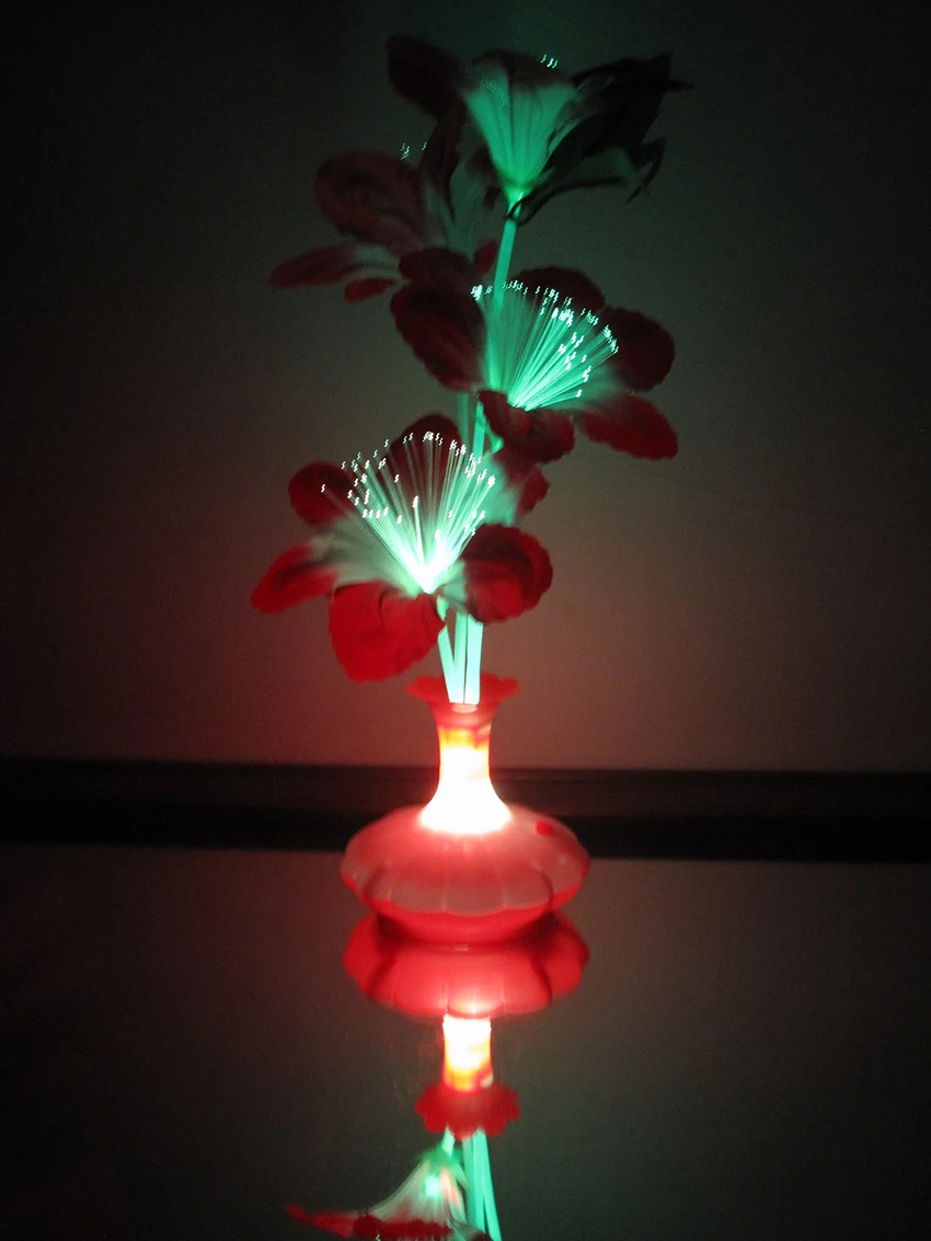 

Fiber Optic Light Flower Vase Artificial Floral Arrangement LED Color Changing Fiber Optic Lamp Nightlight for Party Decoration