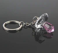 1pcs x choice crystal collection pink pacifier keychain in gift box good for baby girl birthday keepsakes party giveaways