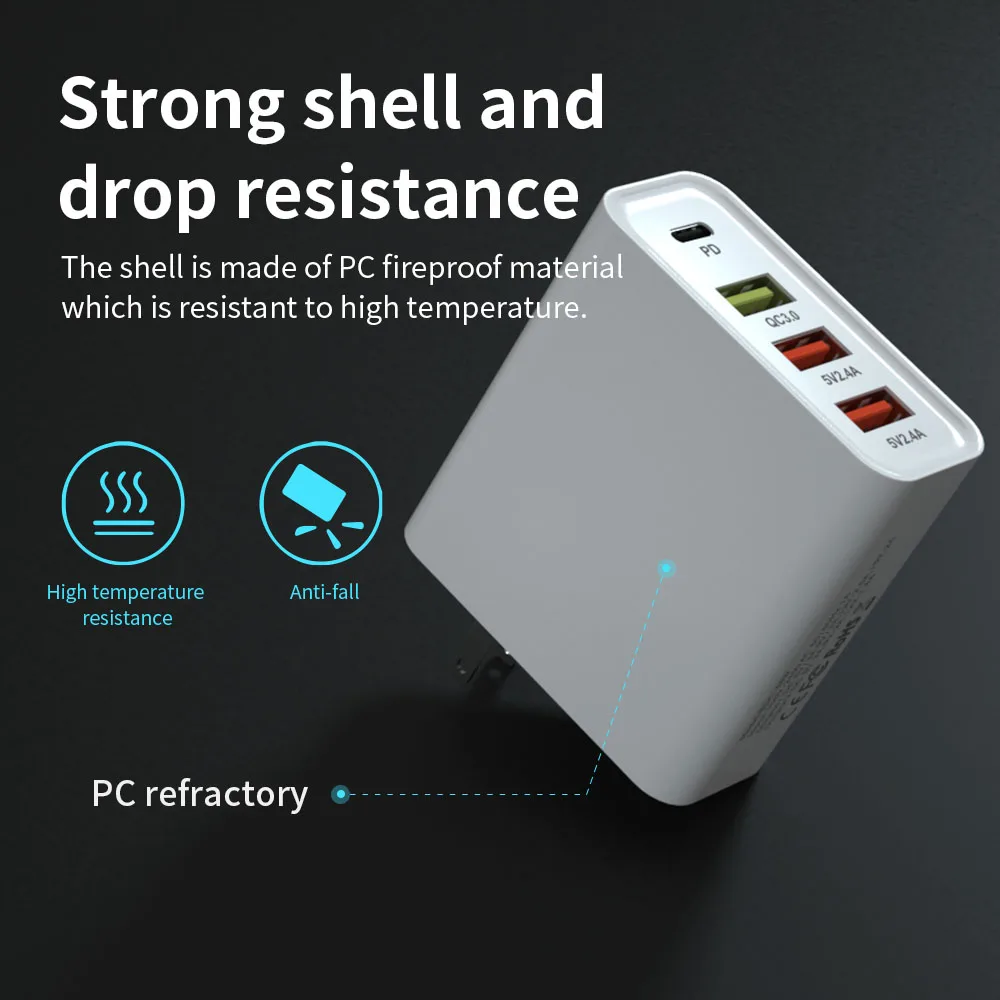 4in1 USB зарядное устройство для macbook xiaomi huawei 65 Вт быстрой зарядки 5 V/3A PD3.0/PD2.0/FCP PD зарядное устройство адаптер EU/US перенапряжения Защита