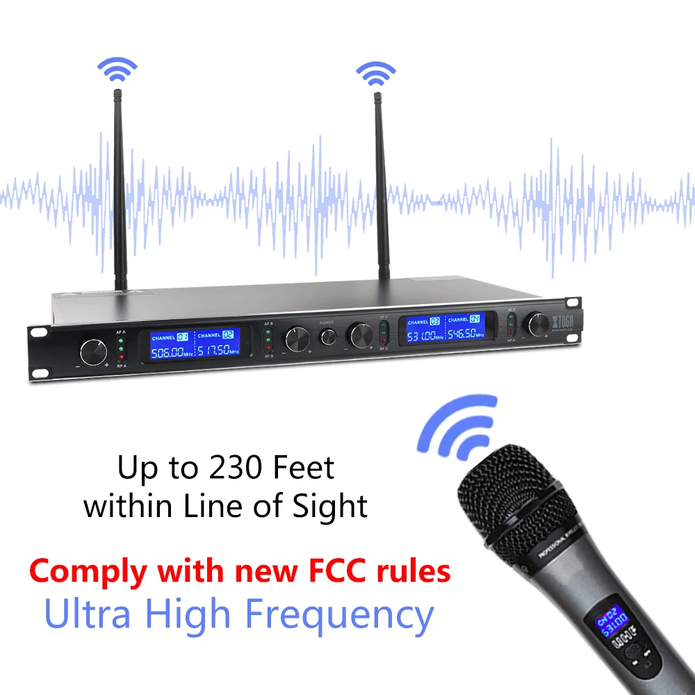 XTUGA EW240PLUS 4 канала UHF Беспроводная система микрофонов для сценического церковного