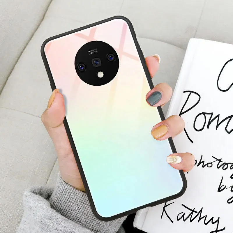 P022 Чехол из закаленного стекла для телефона для Oneplus 7T Pro 7 Pro 6 6T 5 5T роскошный цветной градиентный чехол - Цвет: P022