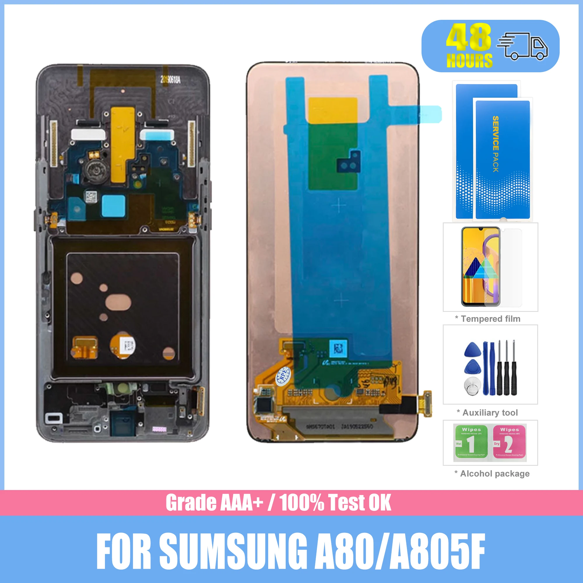 

Оригинальный SUPER AMOLED 6,7 ''ЖК-дисплей для Samsung Galaxy A80 A805 A805F SM-A805F/DS ЖК-сенсорный экран дигитайзер монтаж