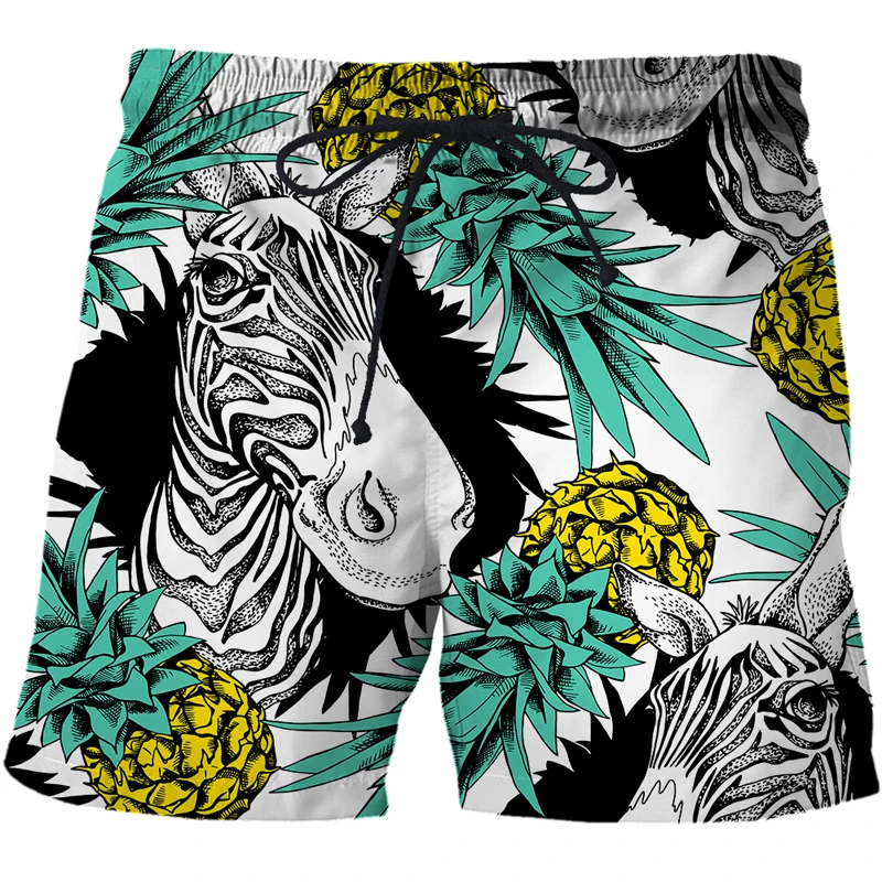 2021 Summer Men's Board Shorts Beach Brand Shorts Surfing Bermudas Pants zebra Print Men Boardshorts Swimming Anime Shorts Men