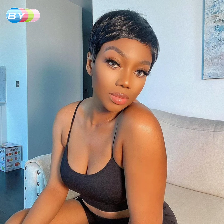 Медовый светлый парик из человеческих волос с вырезанными волосами волнистые