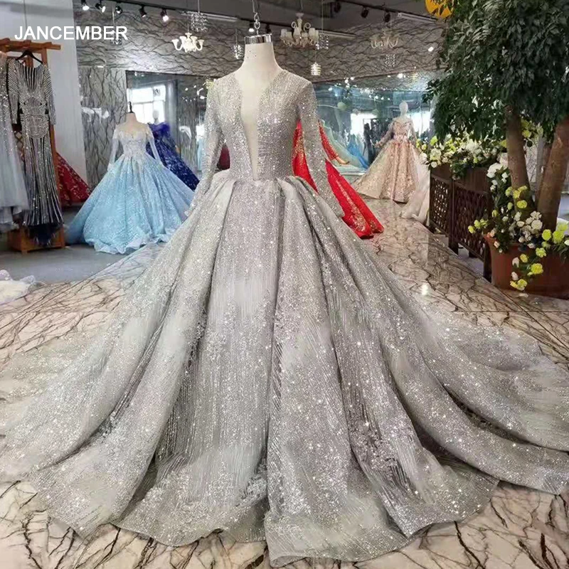 Блестящие Роскошные вечерние платья с блестками LSS406 глубоким V-образным вырезом