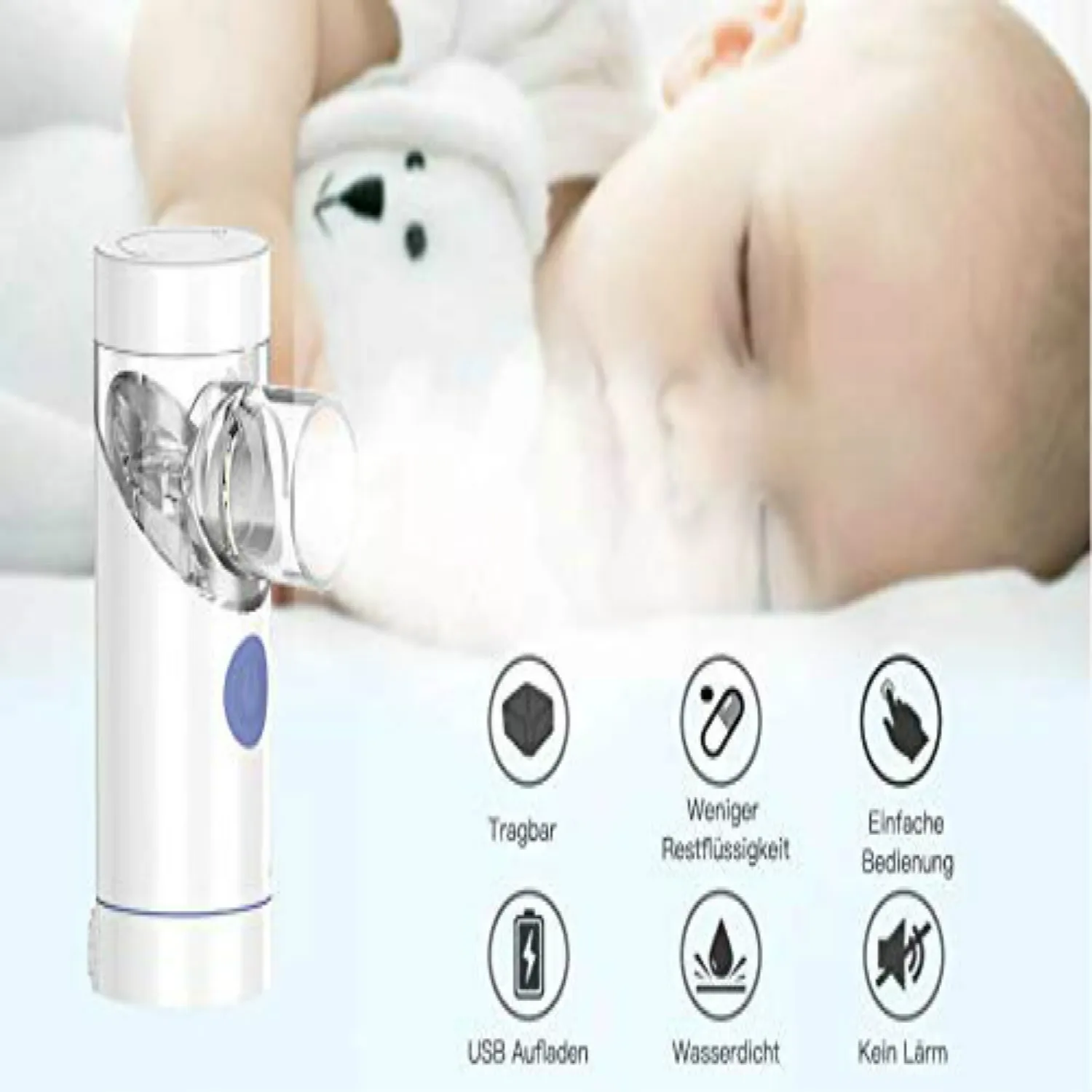 

Mini Handheld Nebulizer Vibrating Mesh Portable Nebulizer, Kid Friendly inhaler nebulizer for Home and Travel Use with 2 Mask