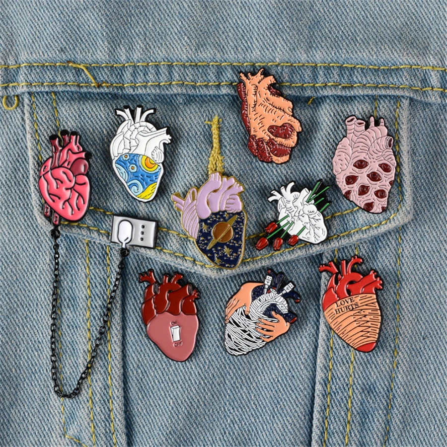 

Halloween Heart Enamel Badges Pin Brooches For Women Gothic Style Medical Enamel Pins Badges On Backpack Metal Horror Art Brooch