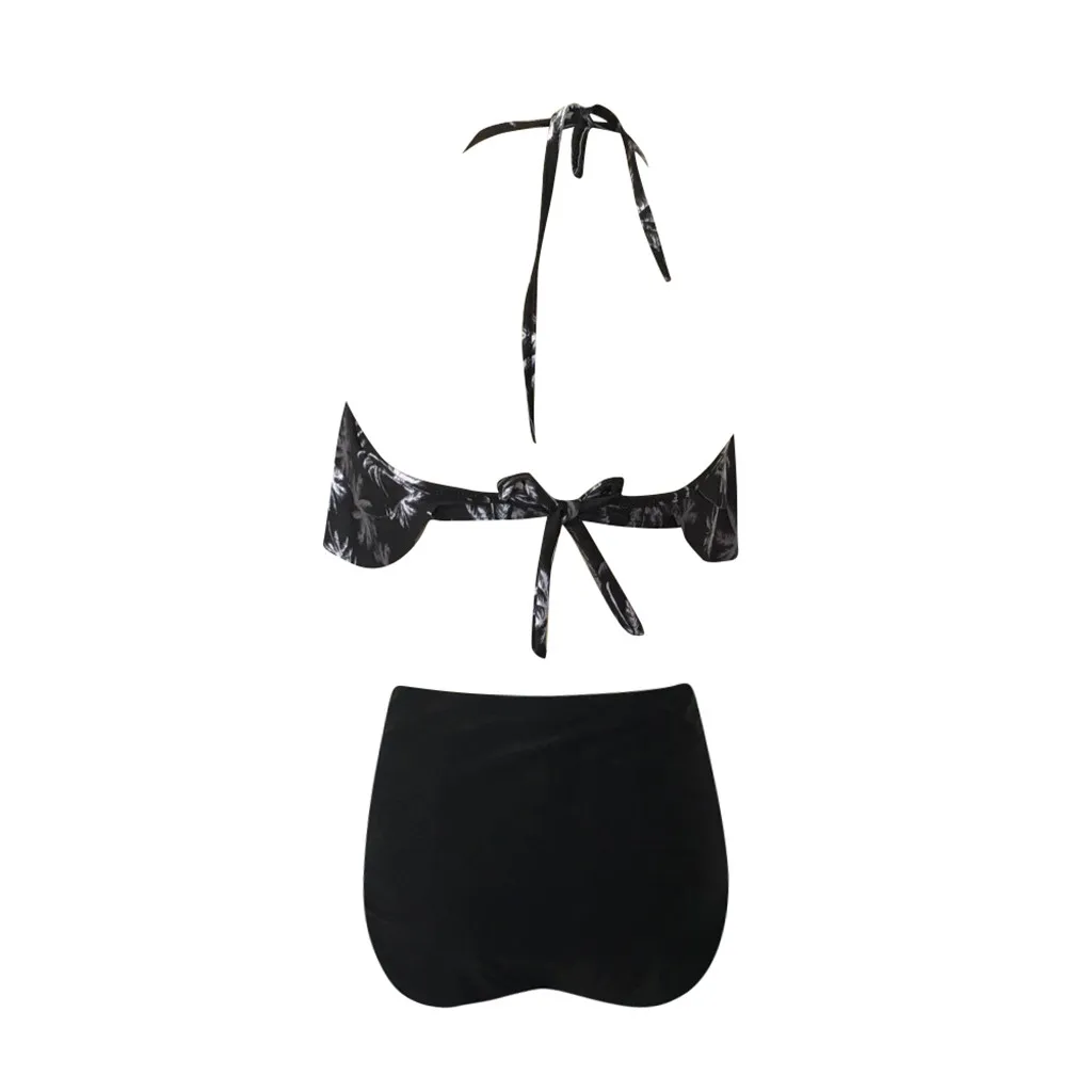 Maillot de bain femme, Женский комплект бикини из двух частей с принтом, топы и плавки, купальник, купальник, закрывающий голову, бикини с высокой талией