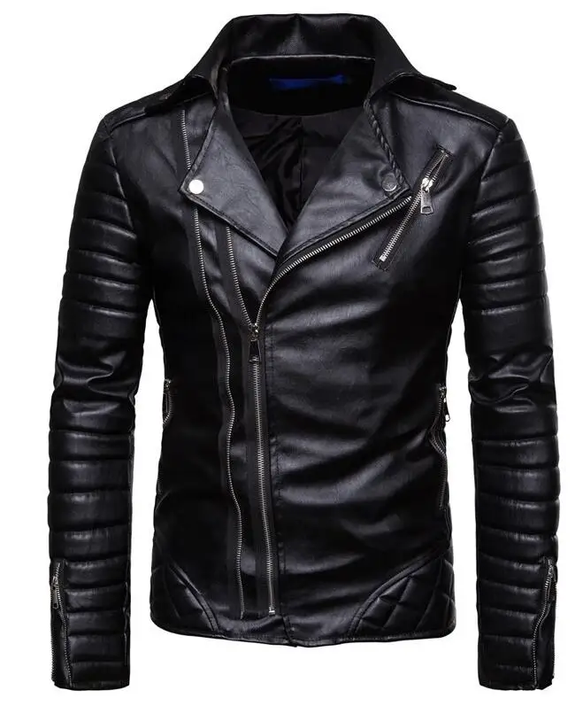 Мотоциклетные Куртки из искусственной кожи мужские зимние куртки на молнии