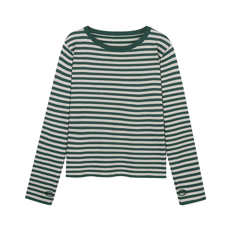 Полосатая футболка с длинным рукавом Женская весенне-осенняя рубашка новинка 2021