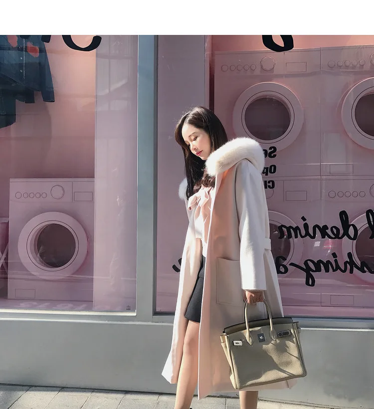 

New Woolen Coat With Big Fur Collar Warm And Fashionable Woolen Coat For Men And Women Fashionable Windbreaker