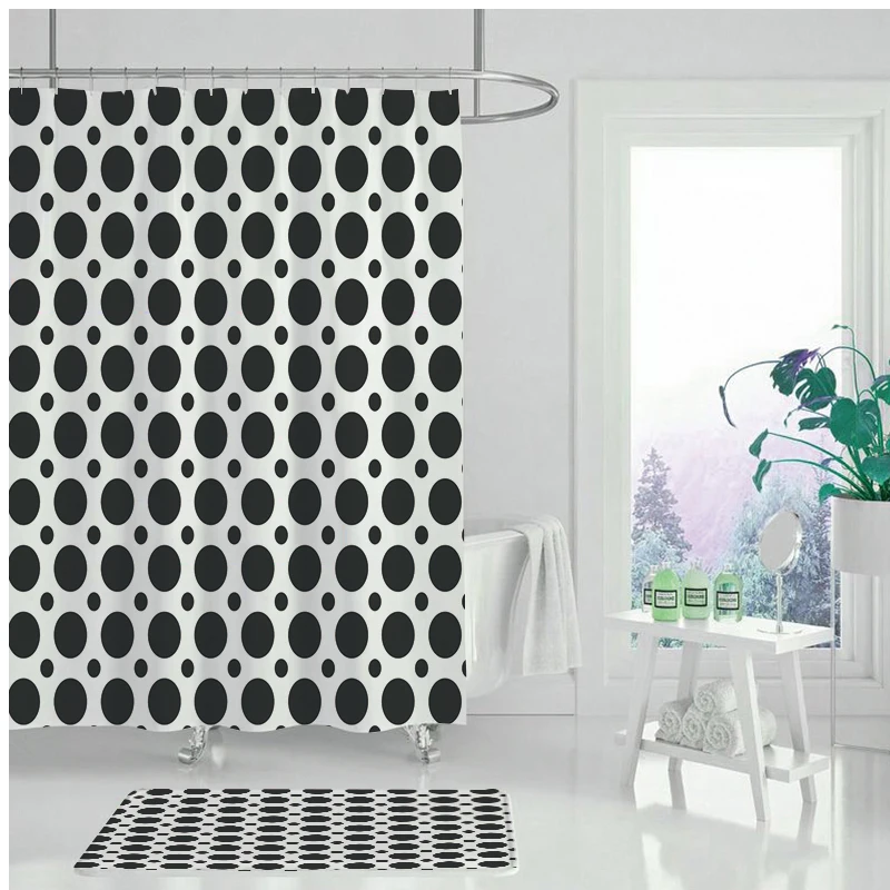 Геометрические узоры занавески для душа узор в горошек черный и белый цвета