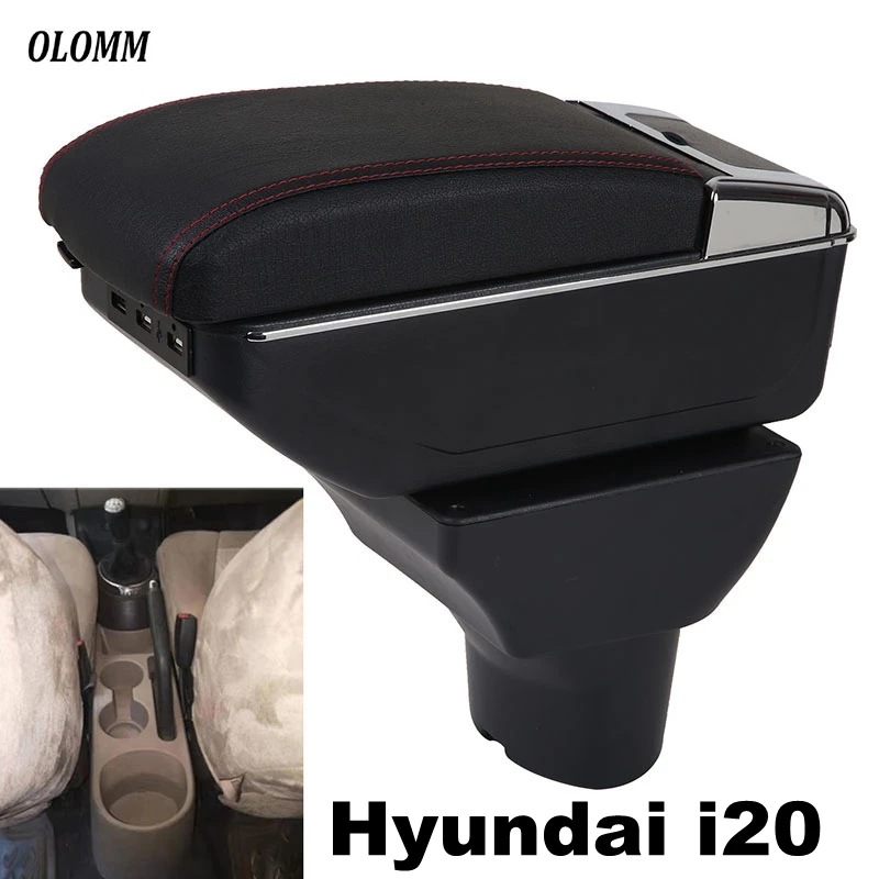 Для hyundai I20 подлокотник коробка зарядка через usb повысить двухслойный центральный магазин содержание Подстаканник Пепельница в автомобиле аксессуары
