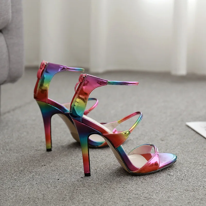 

2020 New National Style Sexy thin heel open toe color matching high heel sandals