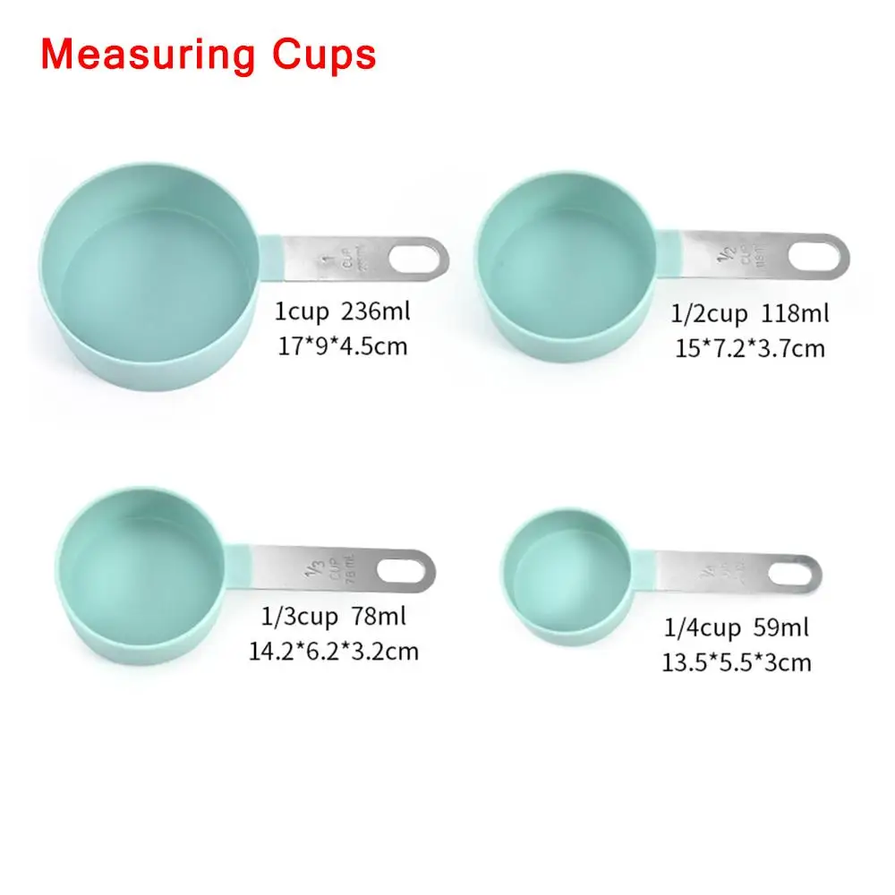 

8pcs Stainless Steel Measuring Cups Spoons Kitchen Baking Cooking Tools Set Highly Durable Plastic Cups Kitchen Utility Tools