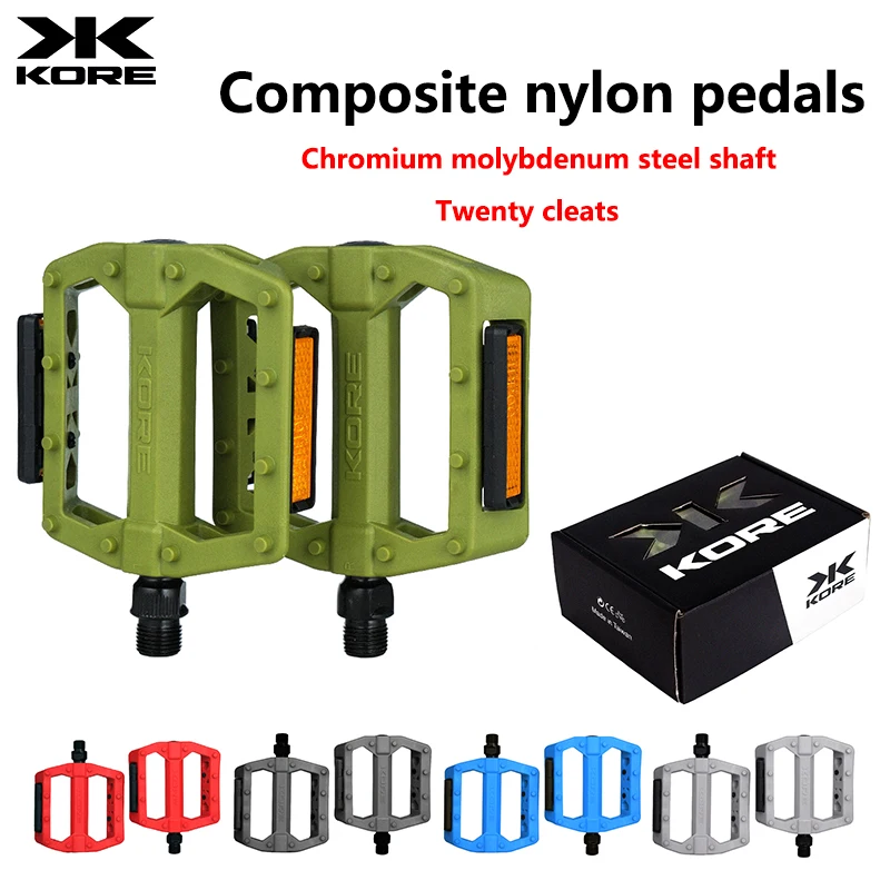 

KORE Bicycle Pedal Mountain Bike Double Bearing Pedal Road Folding Bike Fixed Gear Ultra-light Non-slip Pedals Nylon Accessories