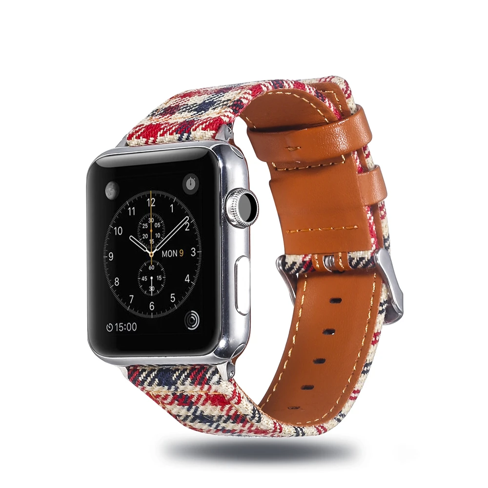 Холщовый ремешок для часов для Apple Watch 38 мм 42 мм 40 мм 44 мм нейлоновый кожаный ремешок для часов браслет для iWatch Series 5/4/3/2/1