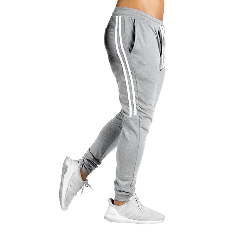 Новые мужские спортивные штаны для фитнеса 2019 осенние длинные в полоску | Мужская