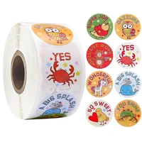 cartoon animals reward sticker cute handmade seal labels encourage student 500pcsroll 1 inch 8 designs kids toy decor sticker