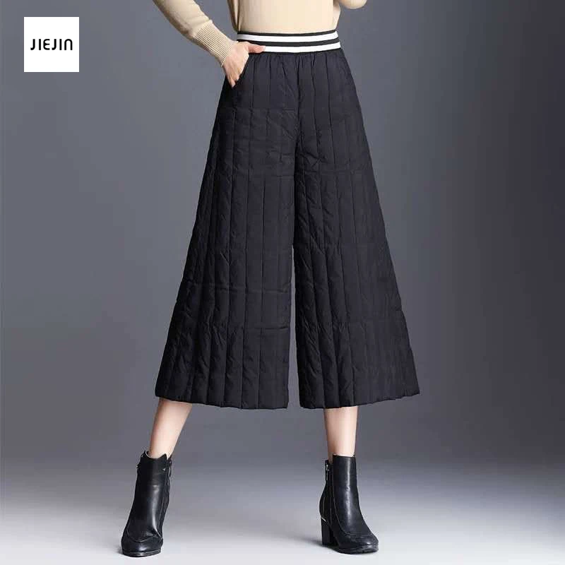 

Зимние женские пуховые расклешенные брюки, утепленные облегающие теплые женские брюки, прямые хлопковые брюки с высокой талией 3xl